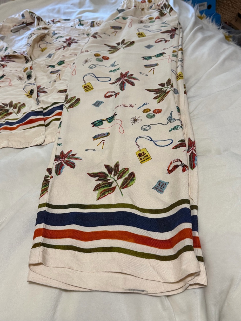 Scotch & Soda Printed Camp Woven Wide-Leg Pants & Blouse 2 Piece Set M/L - Picture 4 of 7